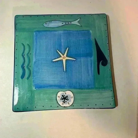 K.I.C. Brushes Other - BRUSHES HANDPAINTED K.I.C. Starfish Nautical Square 6" Tile Trivet